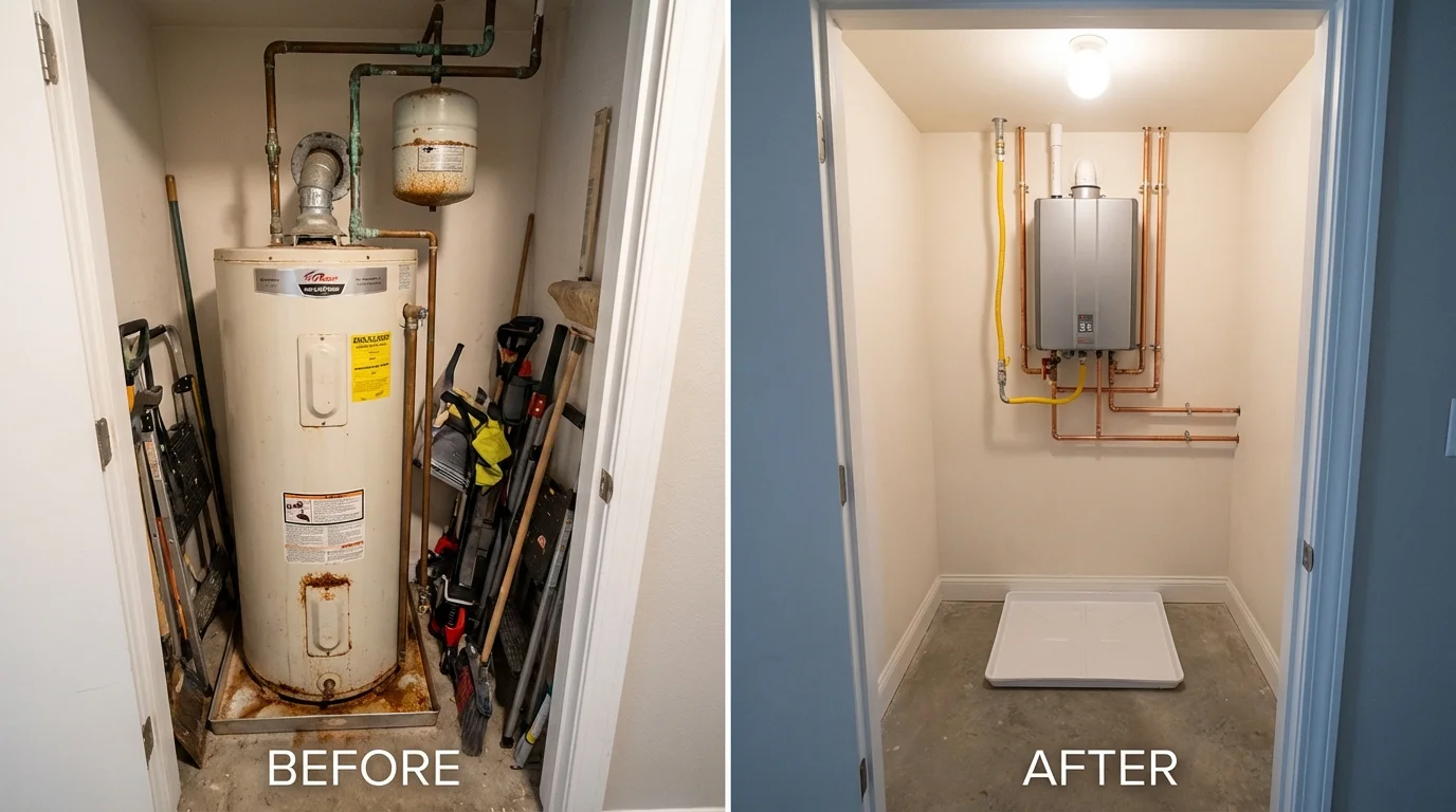 Tank water heater versus wall-mounted tankless unit comparison for Dalton, PA homeowners