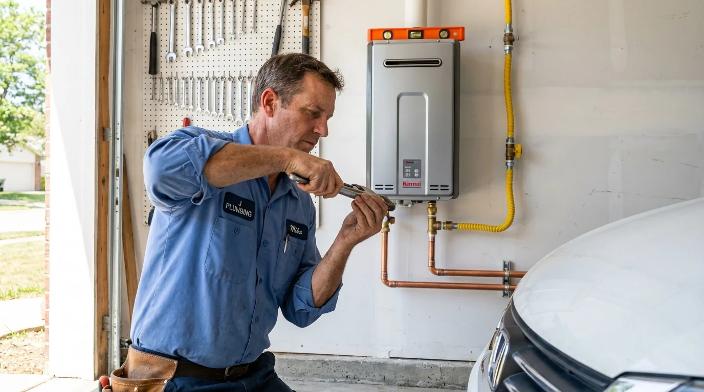 Tankless water heater installation by a Johns Plumbing LLC plumber in Dalton